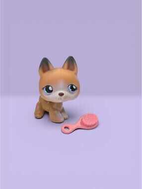 Littlest Pet Shop German Shepherd #112 LPS with Brush Accessory